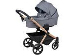 Jimmylee Kinderwagenset , Grau , Textil , 60x108x111 cm , EN 1888, Gots, Oeko-Tex® Standard 100, Handmade in Europe, V-Label Vegan , Feststellbremse, Fußstütze abklappbar, Federung, kugelgelagerte Räder, Verdeckung abnehmbar, für Babyschale geeignet, Griff in Lederoptik, Transportsicherung, Sitz umsetzbar, abnehmbarer Schutzbügel,5-Punkt-Gurt, Gurtschoner, Schutzbügel abnehmbar, Verdeck abnehmbar,