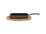 Homeware Profession. Grillpfanne , Naturfarben, Schwarz , Holz, Metall , Akazie , vollmassiv , 0,25 l , oval , 10x3.5x31.6 cm , Lfgb , backofengeeignet , Kochgeschirr, Pfannen, Grillpfannen