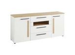 Livetastic Kommode , Weiß, Eichefarben , Kunststoff , 4 Fächer , 3 Schubladen , 180x81x44 cm , Made in Eu , Beimöbel erhältlich , Kleinmöbel, Kommoden, Kommoden