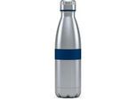 Boddels Trinkflasche , Edelstahlfarben, Dunkelblau , Metall , Uni , 0,5 l , BPA-frei, Lfgb, Fsc , doppelwandig, lebensmittelecht, Vakuum, 100% dicht, abnehmbarer Deckel, Schraubverschluss, hält warm, hält kalt, bruchsicher, rostfrei, schadstofffrei , Geschirr, Kannen & Karaffen, Trinkflaschen