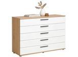 Dieter Knoll Kommode , Weiß, Eichefarben , Holz, Holzwerkstoff , Balkeneiche , furniert , 5 Schubladen , 120x82.2x46 cm , Typenauswahl, Beimöbel erhältlich , Kleinmöbel, Kommoden, Kommoden