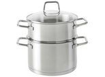 Homeware Profession. Gemüsedämpfer , Edelstahlfarben , Metall , 3 l , zylindrisch , 25.5 cm , Lfgb , rostfrei , Kochgeschirr, Töpfe, Schnellkochtöpfe