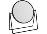 Homeware Schminkspiegel , Schwarz , Metall, Glas , Uni , rund , 7.9x22.7x20.9 cm , Spiegel, Schminkspiegel