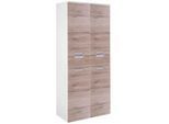 Mid.you Hochschrank , Weiß, Eichefarben , Metall , 2 Fächer , 1 Schubladen , 65.0x159.0x35.0 cm , Made in Germany , hängend , Badezimmer, Badmöbel, Hochschränke