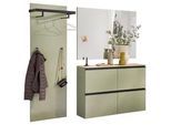 Moderano Garderobe , Grün, Eichefarben , Holz, Holzwerkstoff , 3-teilig , Wildeiche , furniert , 200x200x30 cm , Garderobe, Garderoben-Sets & Garderoben-Serien