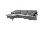 Livetastic Ecksofa , Hellgrau , Leder , Echtleder , Nappaleder , Ottomane links, L-Form , 263x179 cm , Made in Eu , Hocker erhältlich, Armteil links, Armteil rechts , Wohnzimmer, Sofas & Couches, Sofas, Ledersofas