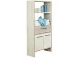 Carryhome Midischrank , Weiß, Pinienfarben , Holzwerkstoff , 1 Fächer , 1 Schubladen , 62x136.2x28 cm , Made in Germany , Beimöbel erhältlich , Badezimmer, Badmöbel, Midischränke
