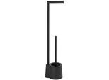 Wenko Wc-Bürstenkombination , Schwarz , Metall, Kunststoff , 16x70x13 cm , Papierhalter , Badaccessoires, Wc Zubehör
