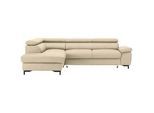 Stylife Ecksofa , Ecru , Leder , Echtleder , Rindleder , Uni , Ottomane links, L-Form , 268x213 cm , Bettkasten erhältlich, seitenverkehrt erhältlich, Bettfunktion erhältlich, Hocker erhältlich , Wohnzimmer, Sofas & Couches, Wohnlandschaften, Ecksofas