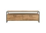 Xxxl Tv-Element , Eichefarben , Metall , Wildeiche , massiv, Hartholz , 2 Fächer , 175x60x52 cm , Kabeldurchlass , Holzmöbel, Wohnwände Holz, Lowboards Holz