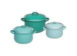 Riess Kochtopfset , Grün , Metall , 6-teilig , 16 cm,18 cm , 1,5 l,2,5 l,3,5 l , 29x28.5x38 cm , Kochgeschirr, Töpfe, Topfsets