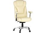 Mid.you Chefsessel , Creme, Silberfarben , Kunststoff, Textil , Drehkreuz , 63x131x53 cm , Wippfunktion, Sitzfläche 360° drehbar , Büromöbel, Bürostühle, Chefsessel