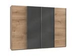 Mid.you Schwebetürenschrank , Grau, Eichefarben , Holzwerkstoff , 3 Fächer , 300x216x65 cm , BQ - Bündnis für Qualität, Made in Germany, DIN EN ISO 9001 , umfangreiches Zubehör erhältlich, in verschiedenen Größen erhältlich, in verschiedenen Holzdekoren erhältlich , Schlafzimmer, Komplette Schlafzimmer und Serien, Schlafzimmerserien