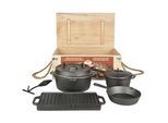 Outdoor Koch-Set Gusseisen Dutch Oven Grillplatte Pfanne Topf FF240