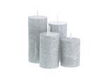 Rustikale Kerzen, silber-metallic, abgestuft, 4 Stück