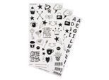 Porzellansticker Motive + Buchstaben, schwarz, 3 Bogen