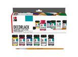Marabu Decorlack, glänzend, 6x 15 ml und Pinsel