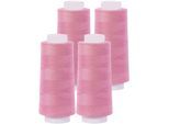 buttinette Overlockgarn im 4er-Pack, Stärke 120, 2500m-Spule, rosa