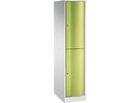 C+P Garderobenspind Resisto, 1 Abteil, 2 Fächer, B 396 x T 640 x H 1950 mm, Lichtgrau/Clowngrün