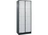 C+P Schliessfachschrank Resisto, 2 Abteile, 8 Fächer, B 772 x T 540 x H 1950 mm, Lichtgrau/Anthrazitgrau