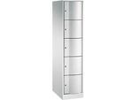 C+P Schliessfachschrank Resisto, 1 Abteil, 5 Fächer, B 396 x T 640 x H 1950 mm, Lichtgrau
