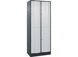 C+P Garderobenspind Resisto, 2 Abteile, 4 Fächer, B 772 x T 540 x H 1950 mm, Anthrazitgrau/Lichtgrau