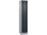 C+P Garderobenspind Resisto, 1 Abteil, 2 Fächer, B 396 x T 540 x H 1950 mm, Weissalu/Anthrazitgrau