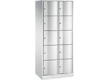 C+P Schliessfachschrank Resisto, 2 Abteile, 10 Fächer, B 772 x T 540 x H 1950 mm, Lichtgrau