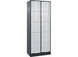 C+P Schliessfachschrank Resisto, 2 Abteile, 10 Fächer, B 772 x T 540 x H 1950 mm, Anthrazitgrau/Lichtgrau