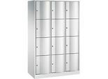 C+P Schliessfachschrank Resisto, 3 Abteile, 12 Fächer, B 1148 x T 540 x H 1950 mm, Lichtgrau