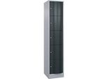 C+P Schliessfachschrank Resisto, 1 Abteil, 5 Fächer, B 396 x T 540 x H 1950 mm, Weissalu/Anthrazitgrau