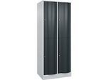 C+P Garderobenspind Resisto, 2 Abteile, 4 Fächer, B 772 x T 640 x H 1950 mm, Lichtgrau/Anthrazitgrau