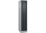 C+P Schliessfachschrank Resisto, 1 Abteil, 4 Fächer, B 396 x T 640 x H 1950 mm, Weissalu/Anthrazitgrau