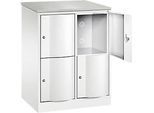 C+P Schliessfachschrank Resisto, 2 Abteile, 4 Fächer, B 772 x T 540 x H 1077 mm, Verkehrsweiss