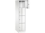 C+P Schliessfachschrank Resisto, 1 Abteil, 4 Fächer, B 396 x T 640 x H 1950 mm, Verkehrsweiss