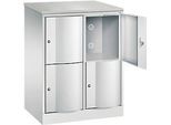 C+P Schliessfachschrank Resisto, 2 Abteile, 4 Fächer, B 772 x T 540 x H 1077 mm, Lichtgrau