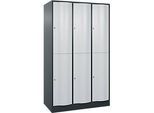 C+P Garderobenspind Resisto, 3 Abteile, 6 Fächer, B 1148 x T 640 x H 1950 mm, Anthrazitgrau/Lichtgrau