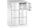 C+P Schliessfachschrank Resisto, 2 Abteile, 6 Fächer, B 772 x T 540 x H 1255 mm, Verkehrsweiss