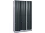 C+P Garderobenspind Resisto, 3 Abteile, 6 Fächer, B 1148 x T 540 x H 1950 mm, Weissalu/Anthrazitgrau