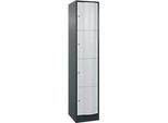 C+P Schliessfachschrank Resisto, 1 Abteil, 4 Fächer, B 396 x T 540 x H 1950 mm, Anthrazitgrau/Lichtgrau