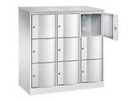 C+P Schliessfachschrank Resisto, 3 Abteile, 9 Fächer, B 1148 x T 540 x H 1255 mm, Lichtgrau