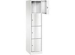 C+P Schliessfachschrank Resisto, 1 Abteil, 4 Fächer, B 396 x T 540 x H 1950 mm, Verkehrsweiss
