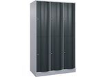 C+P Garderobenspind Resisto, 3 Abteile, 6 Fächer, B 1148 x T 640 x H 1950 mm, Weissalu/Anthrazitgrau