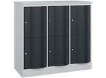 C+P Schliessfachschrank Resisto, 3 Abteile, 6 Fächer, B 1148 x T 540 x H 1077 mm, Lichtgrau/Anthrazitgrau