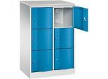 C+P Schliessfachschrank Resisto, 2 Abteile, 6 Fächer, B 772 x T 540 x H 1255 mm, Lichtgrau/Lichtblau