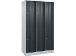 C+P Garderobenspind Resisto, 3 Abteile, 6 Fächer, B 1148 x T 640 x H 1950 mm, Lichtgrau/Anthrazitgrau