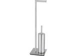 WC-Garnitur WENKO "Recco", silber, B:20cm H:71,5cm L:20cm, Edelstahl, Reinigungsbürsten, mit Silikon-Bürstenkopf