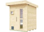 Saunahaus WEKA "Saunahaus NAANTALI", beige (natur), Saunaofen, externe Steuerung, 9 kW, Saunen, aus Blockbohlen, extrahohe Tür