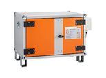 CEMO Akku-Ladeschrank Premium Plus 5/8, 1-phasig, Innenraumtemperatur-Anzeige, LockEX Türverriegelung, strombetriebener Rauchmelder, akustischer Alarm, belüftet, mit Stapelfüssen, B 890 x T 660 x H 620 mm, lichtgrau/reinorange