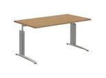 Moderano Schreibtisch , Eichefarben, Alufarben , Metall, Holzwerkstoff , rechteckig , Kufe , 80x70-82x140 cm , Made in Germany , Büromöbel, Büromöbel-Sets & Büromöbel-Serien, Büromöbelserien